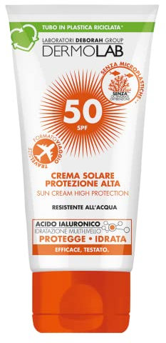Dermolab - Crema Solare Viso e Corpo, Protezione Alta SPF 50+, per Pelli Chiare e Delicate, Contrasta l'Invecchiamento Cutaneo e Raggi UVA, Resistente all'Acqua, Dermatologicamente Testato, 50ml