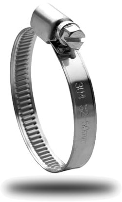 Offgridtec V2A Edelstahl-Schlauchschellen 32mm–50mm, DIN 3017 zertifiziert, 9mm Bandbreite, korrosionsbeständige und auslaufsichere Schellen für eine sichere Rohr- und Schlauchbefestigung (8 Stück)