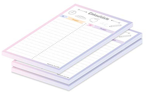 PRICARO Einkaufsliste Allerlei, magnetisch, rosa, A5, 50 Blatt, 3 Stück