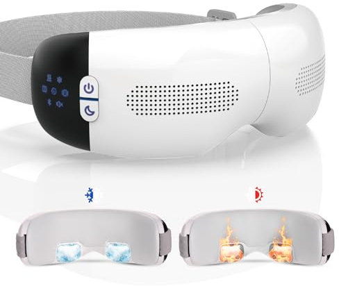 HubiCare Augenmassagegerät mit Wärme und Kühlung Augenmasken mit Heiß- und Kältetherapie, Kompression, Vibration zur Linderung von Migräne, trockene Augen, reduziert Augenbelastung, Bluetooth-Musik