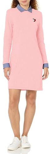 Tommy Hilfiger Robe de sport à manches longues pour femme, Rose anglaise multicolore, Taille S