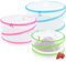 com-four® 3x Fliegen Abdeckhauben Pop-Up - bunte Abdeckhauben für Lebensmittel - große faltbare Speiseschirme in 3 Größen - Insektenschutz - Netzhaube für Obst und Kuchen (3 Stück - pink blau grün)