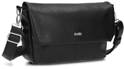 Zwei Damen Handtasche Mademoiselle.M M60 Umhängetasche 3 Liter breite Crossbody-Bag Magnetklappe Reißverschluss inklusive Schlüsselband klassisch-elegante Abendtasche (noir)