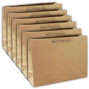 Clairefontaine - 28800-6Cpack - Un lot de 6 sacs cadeaux adulte - Grands formats 37,3x11,8x27,5cm - Kraft uni - Qualité supérieure, résistant :210g - idéal pour : jeux de société, puzzles, coffrets