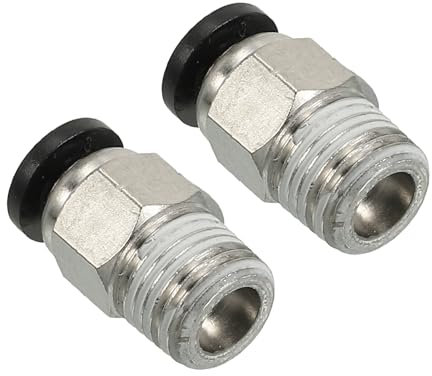 PATIKIL Raccords à Pousser 4mm x 1/8NPT Mâle, Lot de 2 Raccords Droits à Connexion Rapide pour Tuyaux Pneumatiques D'Air et D'Eau
