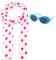 TOMIGO Damen Rot Polka Dot Schal mit Blau Brille, Chiffon Schal für Cosplay Kostüm