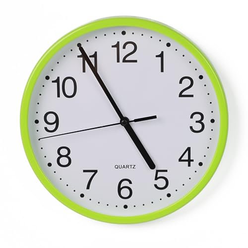 DIVCHI Wall Clock Silent & Non-ticking Modern Battery Operated Digital Quiet Sweep Office Home School Kitchen Decor Clocks (Green)