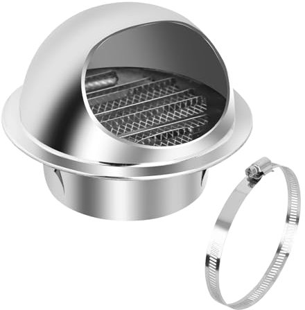 DMJJSD® Rejilla de ventilación de 100 mm, de acero inoxidable, redonda, para cuarto de baño, protección contra insectos integrada, muy resistente a la intemperie, cubierta extractora, conexión a la
