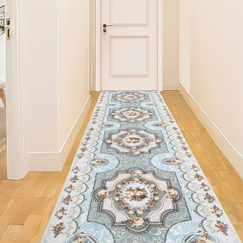 BWBIKE Alfombra de Pasillo Alfombra Runner Alfombra de Lavandería Suave Peluda Vintage Corredor Alfombra de Entrada Antideslizante Alfombra Lavable del área de Cocina de la Casa de Campo,60 X 240 CM