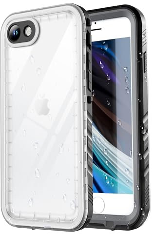 SPORTLINK for iPhone SE 2020 Waterproof Case - Shockproof Heavy Duty Front and Back Cover [Built in Screen/Camera Protector] [IP68 Underwater] [Dustproof] 360 Full Body Protective- Black/Frosted Clear