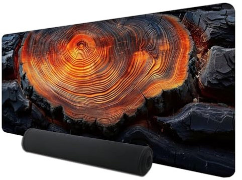 Gaming Mauspad XXL 900 x 400 mm, Holz Mousepad Groß mit Vernähte Kanten WassXerdicht Anti-Rutsch, XXL Mousepad Muster Schreibtischunterlage für PC, Laptop Verbessert Präzision und Geschwindigkeit, I-8