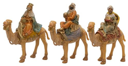 VILLAGE GIFT IMPORTERS Set mit drei Königen reitender Kamele, 15,2 cm hoch, Die drei Weisen | Magi für Tisch-Krippe, Weihnachtsdekoration, christliche Feiertags-Heimdekoration