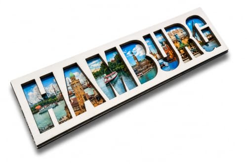 Hamburg Souvenir Magnet aus Holz mit Schriftzug HHYZ02 | Kühlschrankmagnet, Geschenk, Reiseandenken aus Hansestadt Hamburg