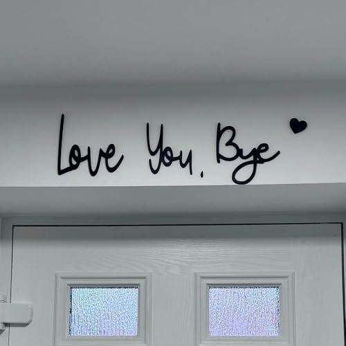 Cartel de Madera 'Love You Bye', Decoración de Pared para Entrada, Arte de Pared Familiar, Decoración Moderna de Pared con Puntos de Pegamento, Ideal para San Valentín y Regalos para el Hogar