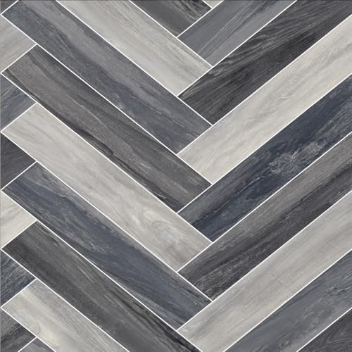 VINYL FLOORING UK 790D Venice Tile Grey Stone Effect Anti-Slip Vinyl Flooring For Kitchen, Bathroom, 2.3mm Thick Foam Backed Vinyl Sheet-1m(3'3) X 3m(9'9)-3m²