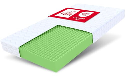 FDM Matratze 80x200 cm Härtegrad H3 Höhe 12 cm Kindermatratze Doppelseitige Schaumstoffmatratze Polyurethanschaum Hypoallergenem Waschbarem Premium-Bezug Oeko-Tex PICCHI