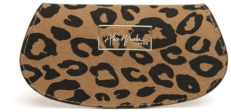 Alice Wheeler D Leopard Glasses Case – Vegan Leather Exterior & Velvet Lining – Compact Eyeglass Storage – Monogram Detail