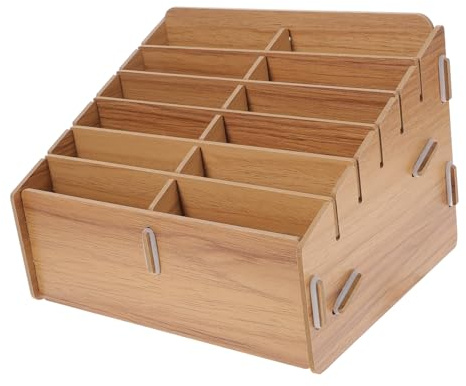 IMIKEYA Scatola Portatile in Legno per Carte da Gioco Grande Capacità Carte da Gioco Design Multi-griglia per Organizzare e Conservare e Piccoli Oggetti