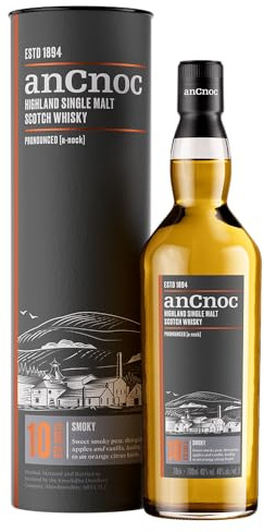 AnCnoc 10 Years Old Single Malt Whisky | Highland Scotch | 10 Jahre gereift | Geschenkverpackung | 46% vol. | 0,7 l