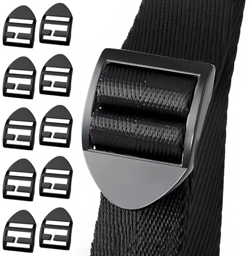 ZWWOGE 10 Pezzi fibbia zaino, 25 mm, in plastica per scaletta, chiusura regolabile, per zaino, tessitura, cinghie, borse, Nero, fibbia