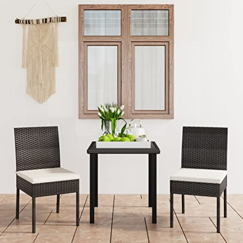 LVHUIDEH 3er Set Gartenmöbel, Garten-Essgruppe, Sitzgruppe, Wetterfest, Terassenmöbel für Garten Terrasse Balkon, Poly Rattan Schwarz