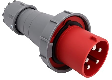 Enchufe CEE 125A, IP67 Enchufe Estanco 5 Polos, Toma de Corriente Industrial de 125A, Spina Elettrica Industriale CEE, Fiche CEE, 5 Pines, Enchufe Industrial Aviación 5 Polos, Rojo, 3P+N+E, 5P