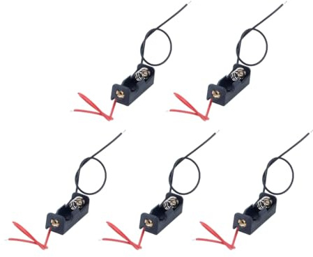 Fasizi 5pcs 12V A23L 23A Plastic Spring Clamp Battery Holder Storage Box with Wire Cables