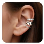 Ohrclips Set Damen Gold Silber Stapelbar EarCuff Klobig Multipack Geschenk | ALEXCRAFT Ohrclip Set Damen Gold Silber Stapelbar EarCuff Klobig Kleine Kette Zirkonia Glitzer Multipack Hypoallergen Schmuck