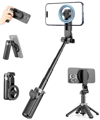 Victiv Magnetic Selfie Stick for iPhone, Mini Portable 4-in-1 Phone Tripod Stand for Filming with Remote, Mag-safe Tripod for iPhone & Android, Suitable for Travel, Selfies, Vlogging, Video Recording