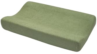 Meyco Wickelauflagenbezug 50x70cm Frottee Spannlaken Olive Green | Baumwoll-Mix - Wickelunterlage - Oeko Tex zertifiziert - kuschelig weich & hautfreundlich - waschbar & trocknergeeignet
