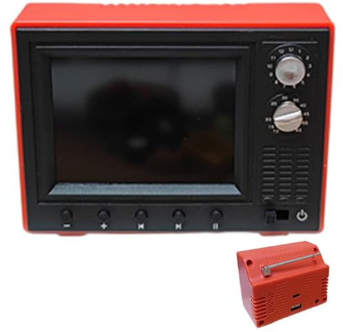 Dollhouse TV Mini TV de Juguete Recargable por USB a Escala 1:12 Que Puede Reproducir Video con Pantalla LCD y Antena Giratoria de 180° Muebles de Casa de Muñecas para Configuración de Bricolaje, R