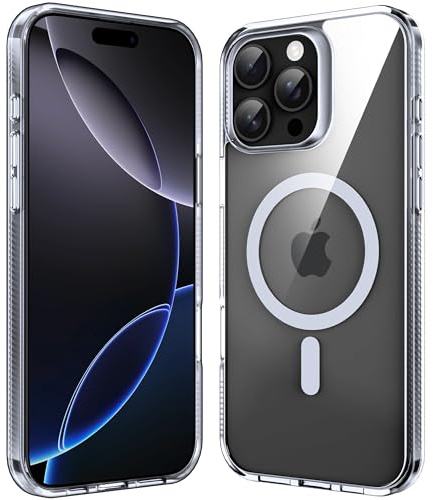 Supdeal Magnetic Case for iPhone 16 Pro Max, Compatible with MagSafe Transparent Not-Yellowing Cover Non-Slip Grip Military-Grade Shockproof Magnetic Clear Phone Case, 6.9, Transparent