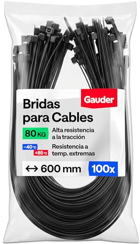 GAUDER Kabelbinder schwarz UV-beständig (100 Stück - 600 mm x 8,8 mm) | 80 kg Zugfestigkeit - extra starke, lange Kabelbinder für Kabelmanagement, Zaun, Garten, Bau & Werkstatt - Außenbereich
