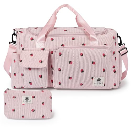 Adiwo Sac de Sport avec Compartiments Chaussures et Humide, Rose | Sac de Voyage Femme, Sacs de Sport Fitness Gym, Weekend Bag avec Compartiment Humide pour Gym Yoga Sport Danse Voyages
