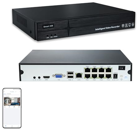 CCTV Surveillance NVR 8 Channel 3K Lite H.265+ Security Video Recorder for CCTV Camera System, Smart AI Human/Vehicle Detection, Email Alert with Photo,24/7 Surveillance Recording, NO Hard Drive