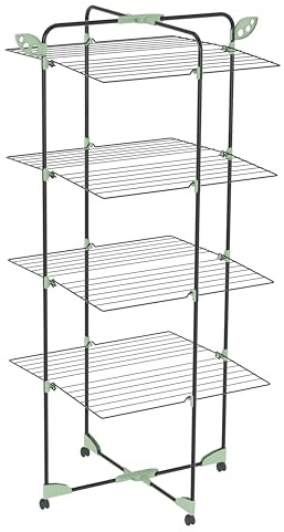 Colombo | Aplina 40 Séchoir à Linge Vertical 40 m de séchoir | Étendoir vertical pliable peu encombrant en acier inoxydable avec roues anti-rayures et porte-manteaux, fabriqué en Italie