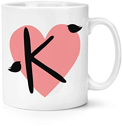 Letter K Heart Alphabet 10oz Mug Cup