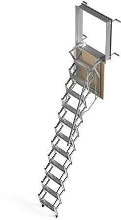 Scala retrattile da parete Mister Step ADJ WALL H=225÷250 cm. - 9 gradini + botola multistrato (100 x 60 cm.)