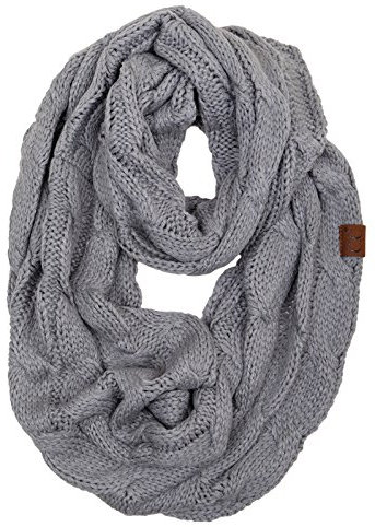 Funky Junque 's Beanies Strickschal mit unendlichem Zopfmuster, taubengrau, Einheitsgröße