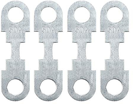 Sourcingmap, 4 fusibili piatti da 50 A, in metallo, color argento, per auto DC 32 V, universale