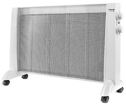 Taurus PRMB 2400 - Radiateur panneau rayonnant électrique 2400W, 3 températures, Thermostat réglable, Roues, Protection anti-chaleur, Silencieux, Blanc