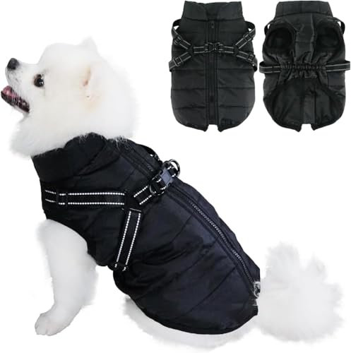 Eastlion Winter Hundemantel Warm Wasserdicht Hundejacke Hunde Welpen Bekleidung Kleidung Weste mit D-Ring,Schwarz,Größe XL