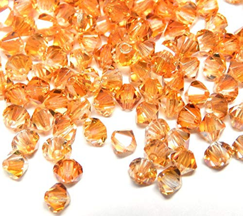 Preciosa Lot de 40 perles tchèques, en cristal de Bohême (verre taillé), 4 mm, double cône, différentes couleurs au choix, cuivre AB