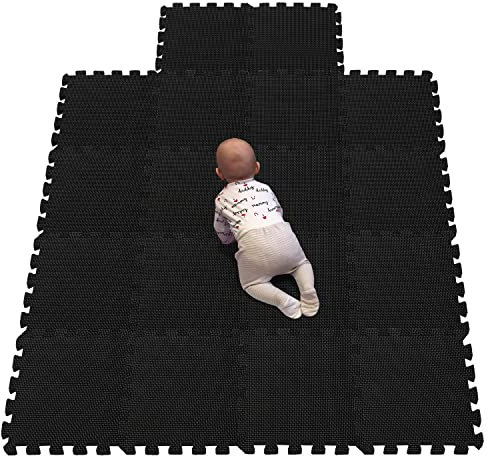 YIMINYUER Puzzle-Spielmatte für Baby und Kleinkinder, rutschfeste Bodenmatte aus Eva-Schaumstoff Schwarz R04G301018