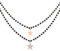 Xinyixin Collana con ciondolo cuore e stella per donna, collana con catena in cristallo nero in acciaio inossidabile placcato oro rosa/argento (Forma a stella, Oro rosa)