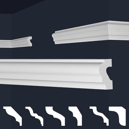MARBET DESIGN plinthes XPS polystyrène blanc - plinthes murales bordure plinthes polystyrène E - (50 mètres / 25 plinthes E-19)