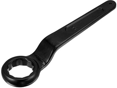 sourcing map 55mm Offset Box End Ring Type Impact Wrench, High Tensile Steel Single Head Wrench Hand Tool Extended Handle Wrench with Hanging Hole