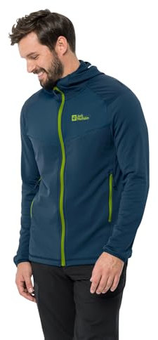 Jack Wolfskin Kolbenberg Felpa con Cappuccio FZ M, Giacca in Pile Uomo, Mare Scuro, 3XL