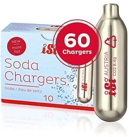 iSi - CO2 Kapseln 8.4 gr (6x10er Pack) - Sodakapseln passend für Sodamaker Classic, Twist'n Sparkle & Soda Siphon - CO2 Kartuschen für leckere Soda-Mixgetränke & Cocktails - Made in Austria, Gold