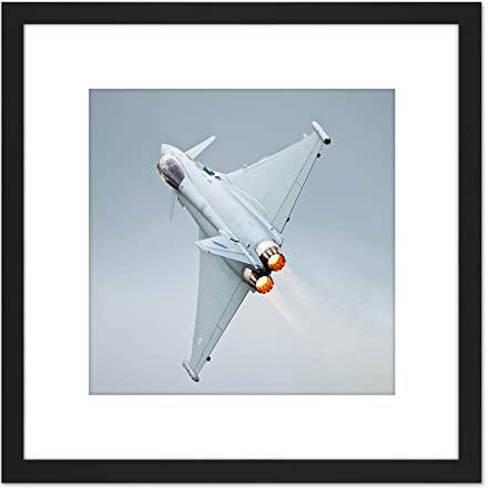 Artery8 Gronemann Military UK RAF Eurofighter Typhoon Photo 8X8 Inch Square Wooden Framed Wall Art Print Picture with Mount